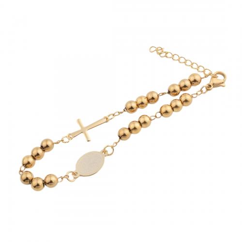 Bijoux bracelet en acier inoxydable, Acier inoxydable 304, avec perle de plastique, bijoux de mode & pour femme, doré, Longueur:Environ 20.5 cm, Vendu par PC