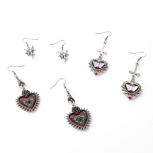 Tibetan Style Drop Earrings, three pieces & for woman & enamel, nickel, lead & cadmium free, Sold By Set