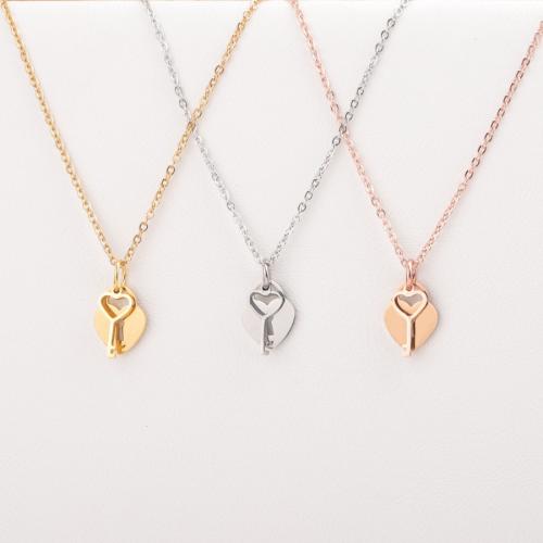 Ehepaar Halskette, 304 Edelstahl, Herz und Schlüssel, poliert, Modeschmuck & unisex, keine, frei von Nickel, Blei & Kadmium, Länge ca. 45 cm, verkauft von PC