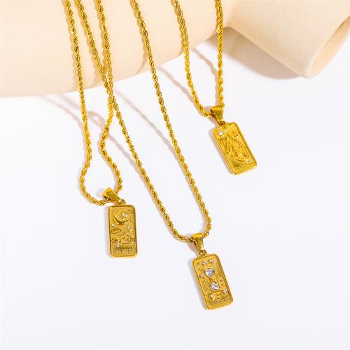 Stainless Steel Jewelry Necklace, 304 Stainless Steel, with 5cm extender chain, 18K gold plated, different styles for choice & for woman & with rhinestone, golden, 20x10mm, Length:Approx 40 cm, Sold By PC