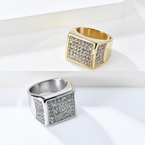 Rhinestone Stainless Steel Finger Ring 304 Stainless Steel polished & for man & with rhinestone ring width 17mm Sold By PC