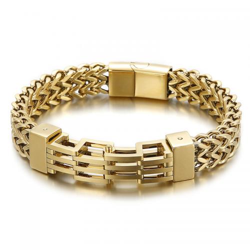 Stainless Steel Jewelry Bracelet 304 Stainless Steel Vacuum Ion Plating fashion jewelry & for man Length Approx 21.5 cm Sold By PC