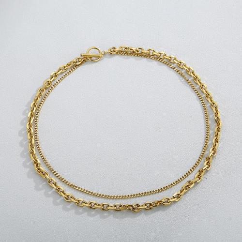 Nerezová ocel šperky náhrdelník, 304 Stainless Steel, Dvojitá vrstva & módní šperky & pro muže, více barev na výběr, Prodáno By PC