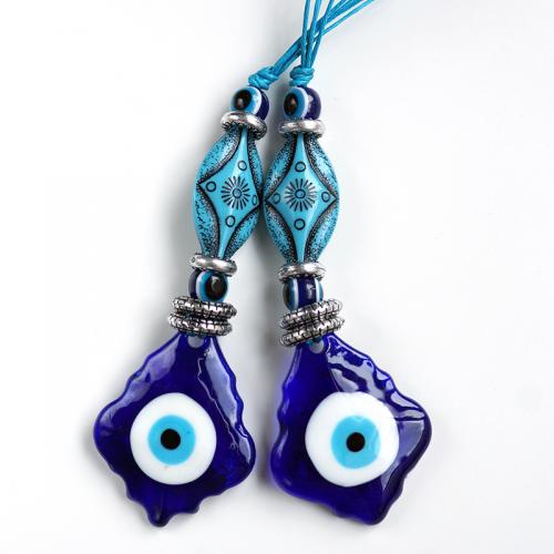 Fashion Decoration, Lampwork, with Tibetan Style, Round, plated, for home and office & evil eye pattern, blue, 40x55mm, Length:220 cm, Sold By PC