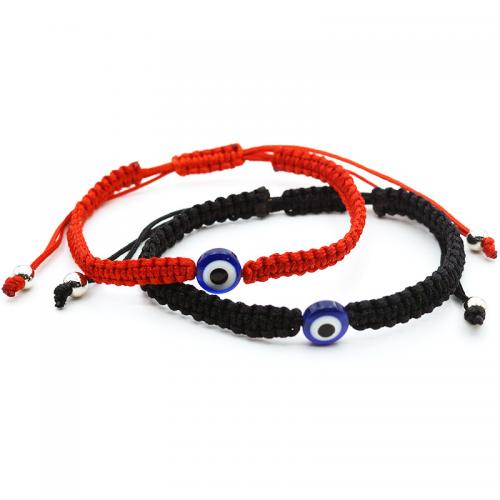 Bracelet Evil Eye bijoux, résine, avec corde en nylon, Rond, motif de mauvais œil & normes différentes pour le choix, plus de couleurs à choisir, Longueur:18 cm, Vendu par PC