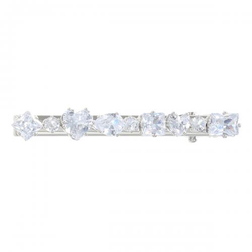 Alligator Hair Clip Zinc Alloy micro pave cubic zirconia & for woman silver color nickel lead & cadmium free Sold By PC