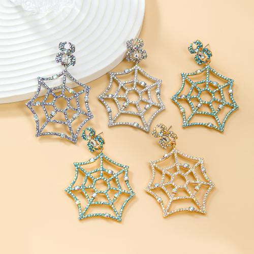New Hot Halloween Jewelry and Decor Zinc Alloy Spider Web Halloween Design & for woman & with rhinestone & hollow nickel lead & cadmium free Sold By Pair