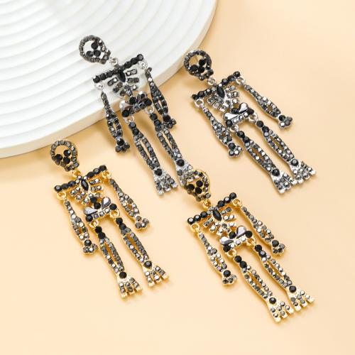 New Hot Halloween Jewelry and Decor, Tibetan Style, Halloween Design & for woman & with rhinestone, more colors for choice, nickel, lead & cadmium free, 77x28mm, Sold By Pair