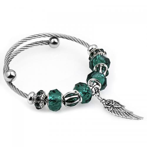 European Bracelet Zinc Alloy with Crystal fashion jewelry & for woman green nickel lead & cadmium free Inner Approx 55mm Sold By PC