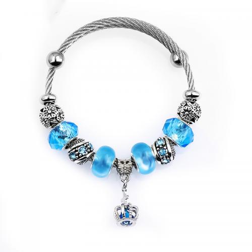 Bracelet European , alliage de zinc, avec résine, bijoux de mode & pour femme, bleu, protéger l'environnement, sans nickel, plomb et cadmium, Diamètre intérieur:Environ 55mm, Vendu par PC