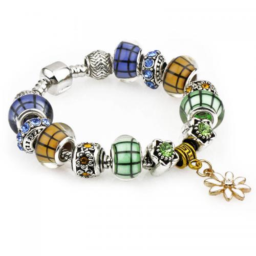 European Bracelet, Tibetan Style, with Crystal & Lampwork & Cupronickel, fashion jewelry & different length for choice & for woman, nickel, lead & cadmium free, Sold By PC