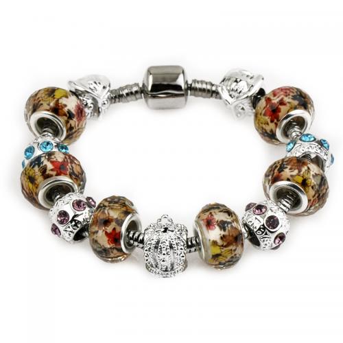 European Bracelet Zinc Alloy with Crystal & Lampwork fashion jewelry & for woman nickel lead & cadmium free Sold By PC