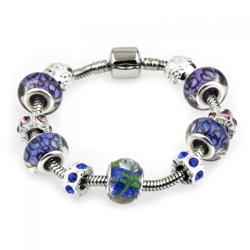 Bracelet European , alliage de zinc, avec cristal & chalumeau, bijoux de mode & longueur différente pour le choix & unisexe, protéger l'environnement, sans nickel, plomb et cadmium, Vendu par PC