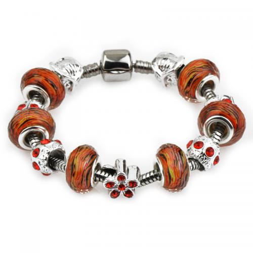 European Bracelet Zinc Alloy with Crystal & Lampwork fashion jewelry & for woman nickel lead & cadmium free Sold By PC