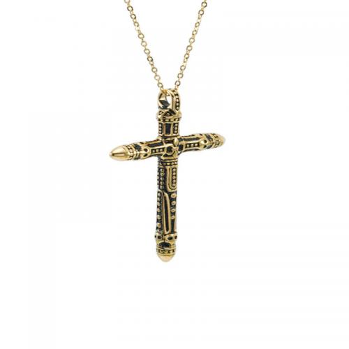 Stainless Steel Jewelry Necklace 304 Stainless Steel Cross plated for woman Sold By PC