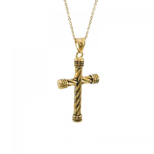 Stainless Steel Jewelry Necklace 304 Stainless Steel Cross plated & for woman Sold By PC