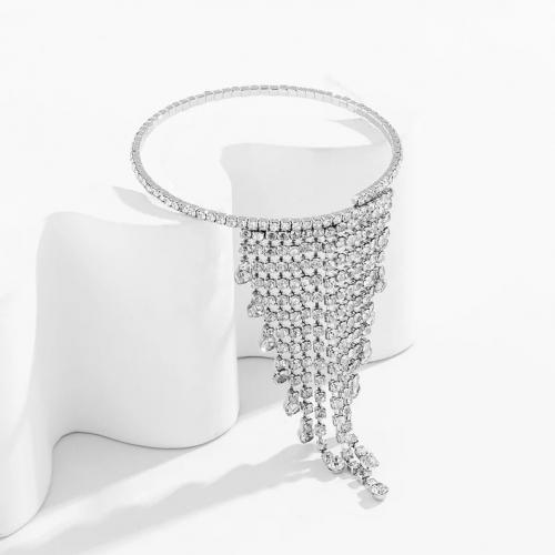Lanac nakit, Cink Alloy, s Vještački dijamant, modni nakit & za žene & s Rhinestone, više boja za izbor, nikal, olovo i kadmij besplatno, Prodano By PC