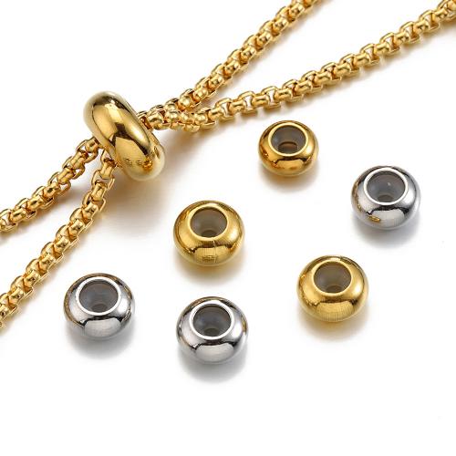 304 Edelstahl Stopper-Perlen, flache Runde, Maschine poliert, DIY & unisex & verschiedene Größen vorhanden, originale Farbe, verkauft von PC