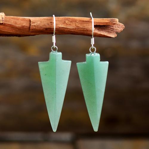 Gemstone Drop Earring with Brass arrowhead plated Bohemian style & for woman Sold By Pair