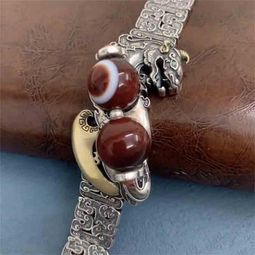 laiton bracelet, avec agate Tibétaine, bête sauvage Fabuleuse, Placage, style folk & normes différentes pour le choix & pour homme, Vendu par PC