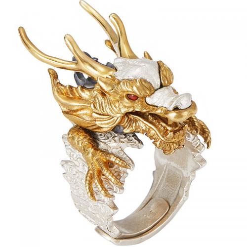 Brass Cuff Finger Ring, Dragon, plated, vintage & Unisex & adjustable, US Ring Size:6-10, Sold By PC