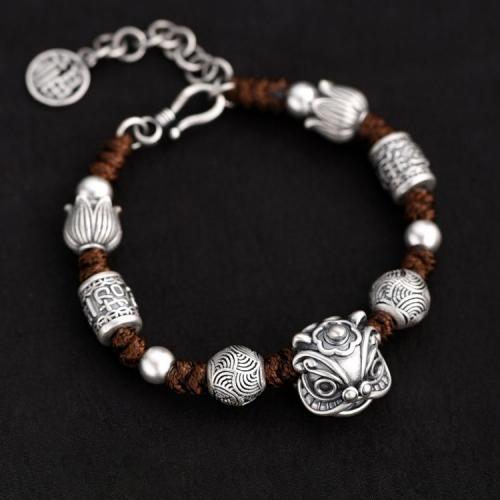 Brass Bracelet, Lion, antique silver color plated, vintage & Unisex, Length:Approx 7 Inch, Sold By PC