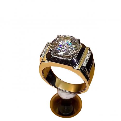 Латунь Манжеты палец кольцо, Геометрический узор, Платиновое покрытие платиновым цвет, регулируемый & Мужский & со стразами, размер:7-10, продается PC