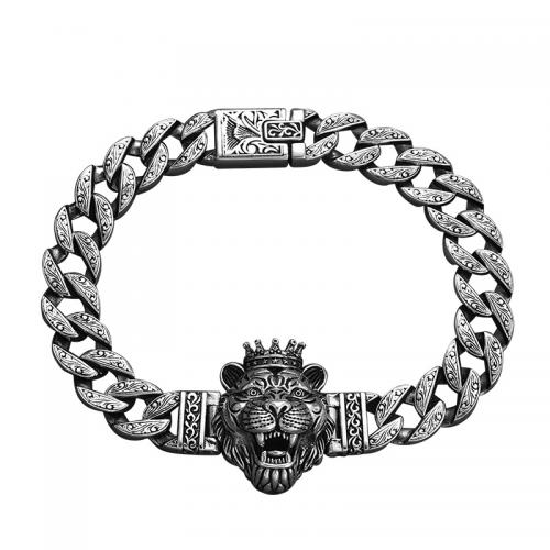 Brass Bracelet, Tiger, antique silver color plated, vintage & Unisex & different size for choice, Sold By PC