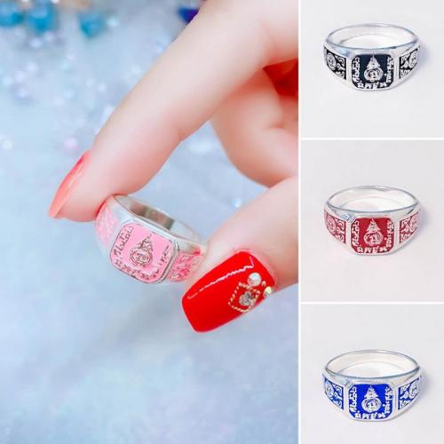 Brass Finger Ring silver color plated Unisex & enamel US Ring Sold By PC