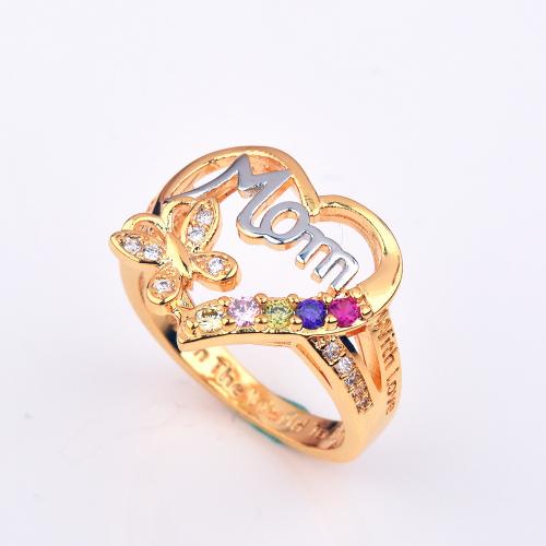 Brass Finger Ring Heart plated fashion jewelry & for woman & with rhinestone & hollow mixed colors nickel lead & cadmium free Sold By PC