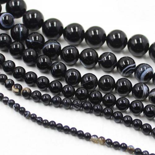Natural Lace Agate Beads, Round, DIY & different size for choice, black, Sold By Strand