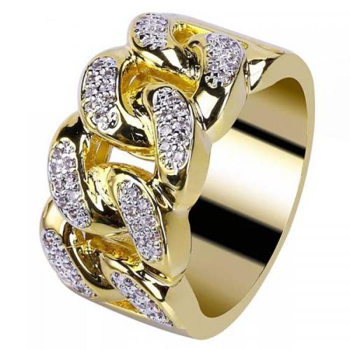Brass δάχτυλο του δακτυλίου, Ορείχαλκος, χρώμα επίχρυσο, κοσμήματα μόδας & διαφορετικό μέγεθος για την επιλογή & για τον άνθρωπο & με στρας, νικέλιο, μόλυβδο και κάδμιο ελεύθεροι, Sold Με PC