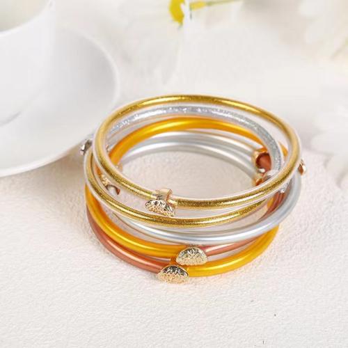 Zinc Alloy Bangle with Silicone plated fashion jewelry & Unisex nickel lead & cadmium free Inner Approx 65mm Sold By PC