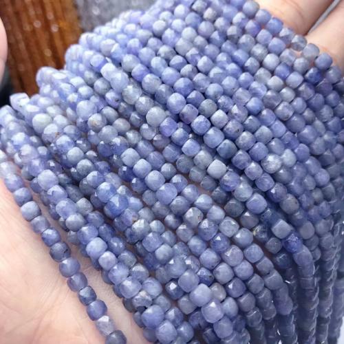 Gemstone Jewelry Beads, Tanzanite, Square, polished, DIY & faceted, light blue, nickel, lead & cadmium free, 4mm, Sold Per Approx 38 cm Strand
