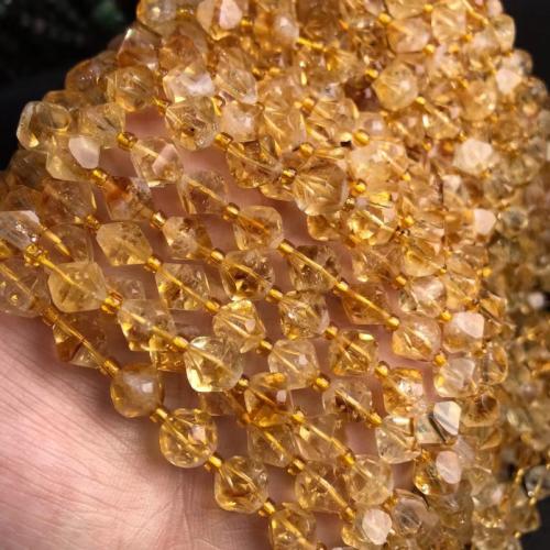 Naturlig krystal perler, Citrin, Rhombus, poleret, du kan DIY & forskellig størrelse for valg & facetteret, gul, Solgt Per Ca. 38 cm Strand