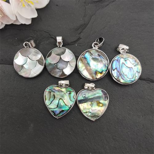 Shell Pendants, with Brass, silver color plated, random style & fashion jewelry & DIY & mixed, Sold By PC
