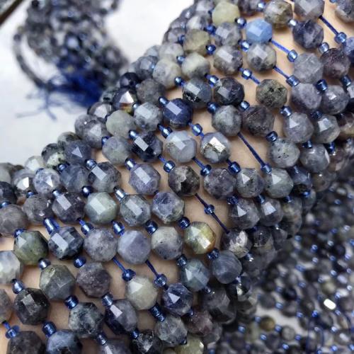 Perles bijoux en pierres gemmes, Iolite, lanterne, poli, DIY & facettes, couleurs mélangées, 7x8mm, Vendu par Environ 38 cm brin