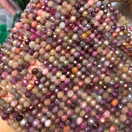Perles bijoux en pierres gemmes, Rubis, Plat rond, poli, DIY & facettes, couleurs mélangées, 4x6mm, Vendu par Environ 38 cm brin
