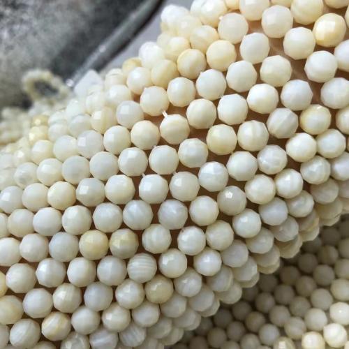 Perles bijoux en pierres gemmes, coquillage, Rond, poli, DIY & facettes, blanc, 7mm, Vendu par Environ 38 cm brin