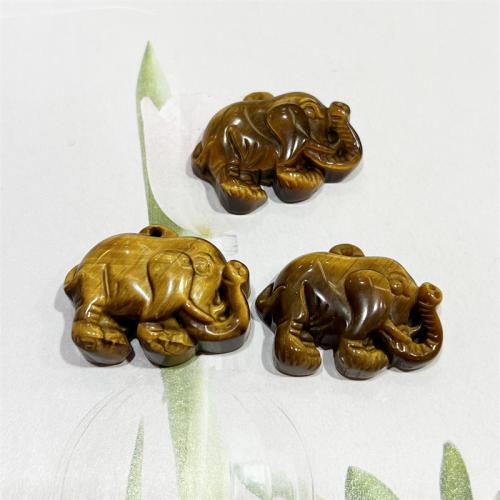 Natural Tiger Eye Pendants Elephant Carved fashion jewelry & DIY mixed colors 28.01mm Sold By PC