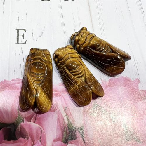 Natural Tiger Eye Pendants Cicada Carved fashion jewelry & DIY mixed colors 40.23mm Sold By PC