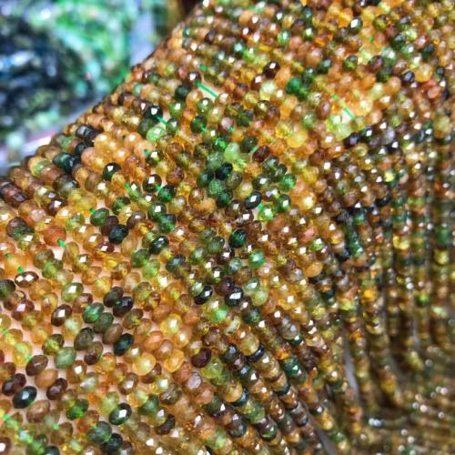 Koraliki z kameniem szlachetnym, Turmalin, liczydło, obyty, DIY & fasetowany, mieszane kolory, 2x4mm, sprzedawane na około 38 cm Strand