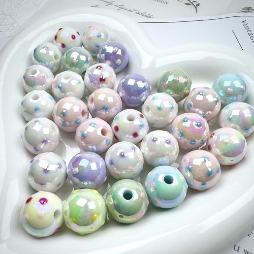 Plated Acrylic Beads, Round, colorful plated, DIY & luminated & enamel, mixed colors, 16mm, Approx 200PCs/Bag, Sold By Bag