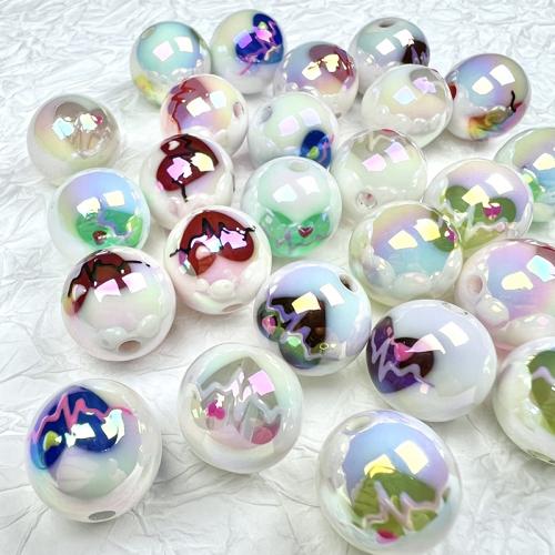 Plated Acrylic Beads, Round, UV plating, DIY, mixed colors, 16mm, Approx 200PCs/Lot, Sold By Lot