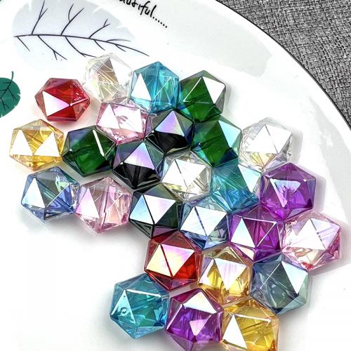 Plated Acrylic Beads, Polygon, AB color plated, DIY, mixed colors, 17x19mm, Approx 200PCs/Bag, Sold By Bag