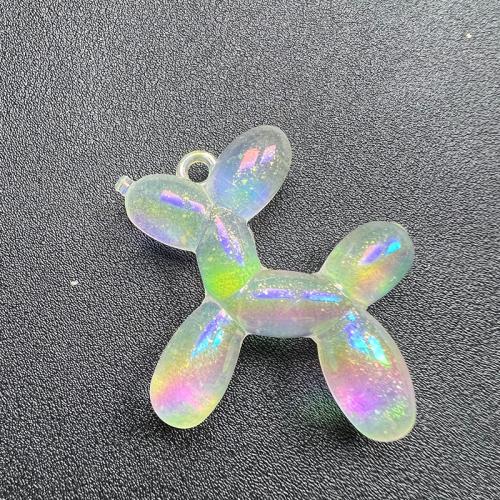 Plated Acrylic Beads, Dog, UV plating, DIY & luminated, mixed colors, 43x45mm, Approx 200PCs/Bag, Sold By Bag