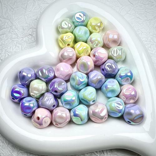 Plated Acrylic Beads, irregular, colorful plated, DIY, mixed colors, 15mm, Approx 200PCs/Bag, Sold By Bag