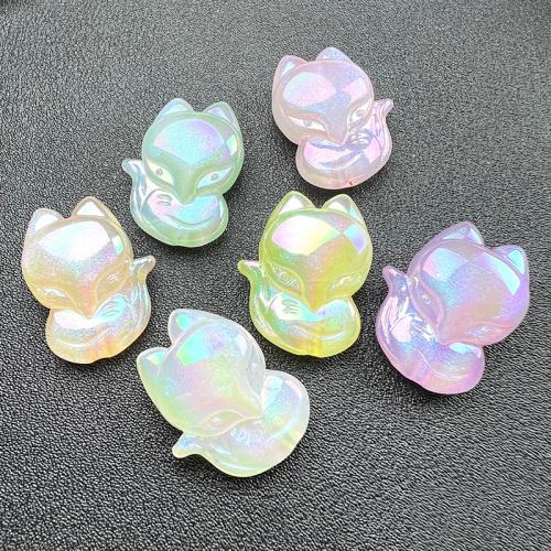 Plated Acrylic Beads, Fox, colorful plated, DIY & luminated, mixed colors, 20x24mm, Approx 200PCs/Bag, Sold By Bag