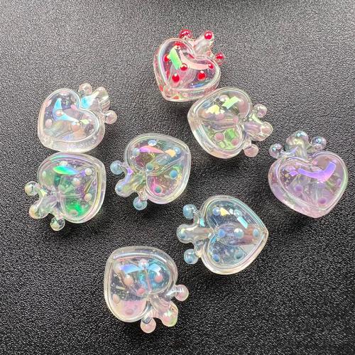 Plated Acrylic Beads, Heart, colorful plated, DIY & luminated & enamel, mixed colors, 22x24mm, Approx 200PCs/Bag, Sold By Bag