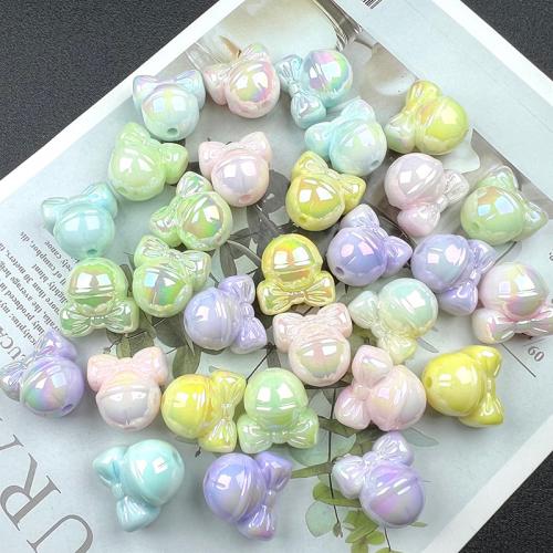 Perles  acrylique plaqué , Placage coloré, DIY & lumineux, couleurs mélangées, 17mm, Environ 200PC/sac, Vendu par sac
